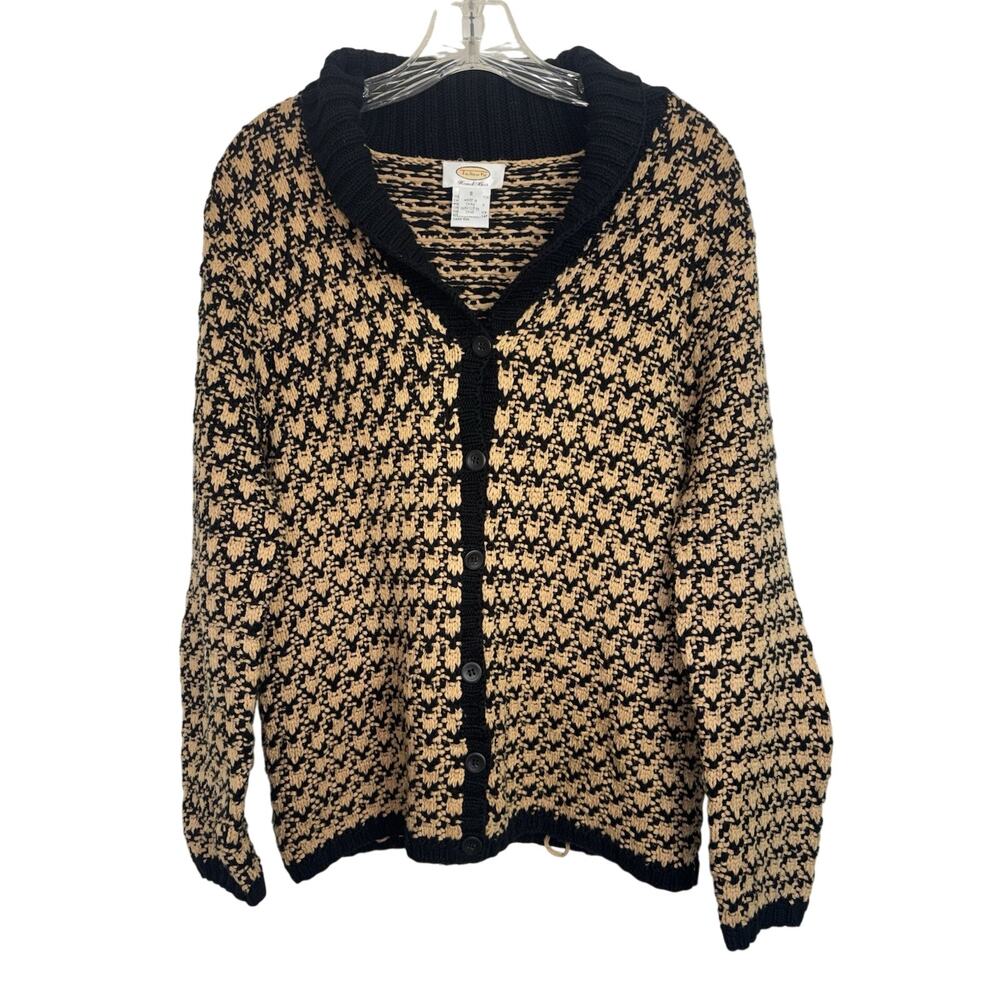 Vtg 90s Talbots Hand Knit Chunky Cotton Cardigan Sweater S Grandmacore